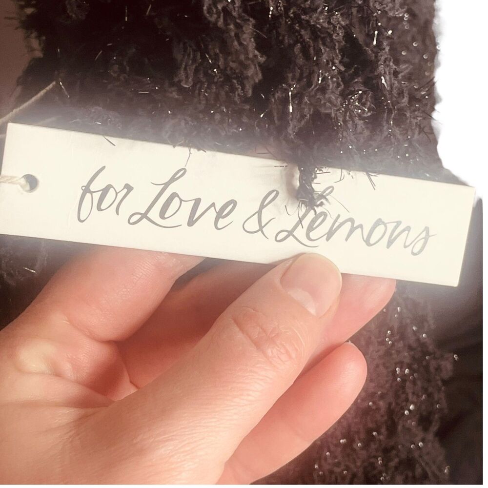 For Love & Lemons x Revolve Kamara Mini Shaggy Sequin Black Size M | NWT - Picture 6 of 16